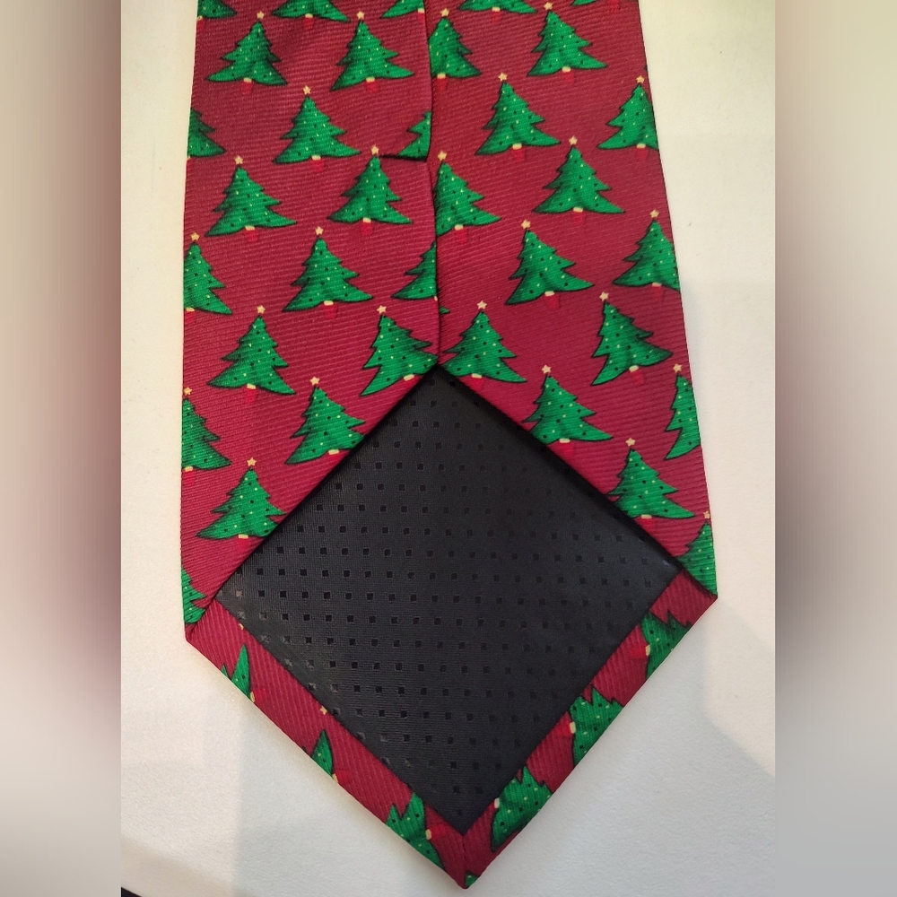 Christmas Tree Tie Season Style MMG Red Necktie Holiday Wear Vivid Color - Picture 2 of 6